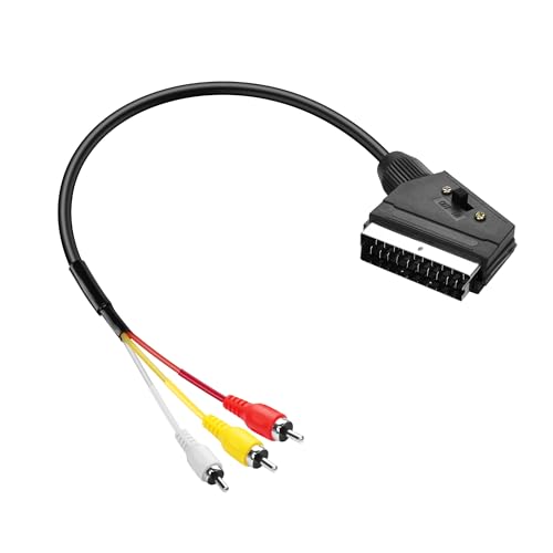 PNGKNYOCN SCART auf 3 RCA Adapterkabel, umschaltbar IN OUT Scart Stecker auf Composite Audio/Video Konverter Kabel（0.5M） von PNGKNYOCN