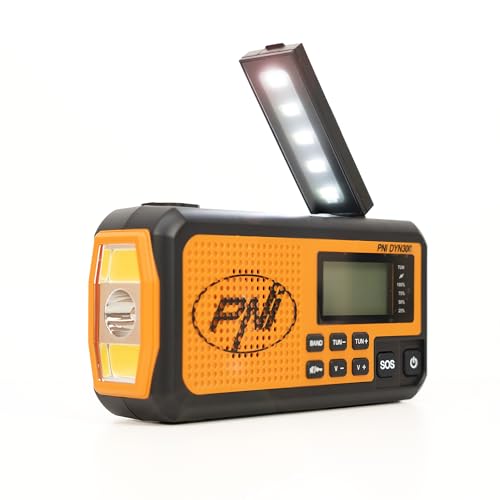 Tragbares Radio PNI DYN300, mit Dynamo, Solarladung, Taschenlampe, Powerbank 4000 mAh, SOS, IPX3, Orange von PNI