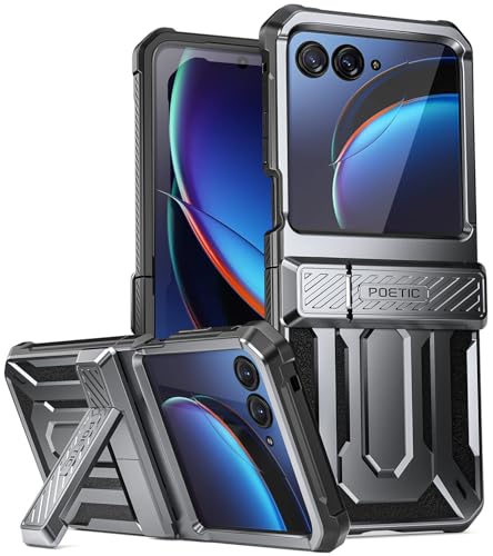 Poetic Spartan-Hülle für Motorola Moto Razr 40 Ultra, [Ständer] [Scharnierschutz], stoßfeste Ganzkörperabdeckung mit Ständer, Metallic Gun Metal von POETIC