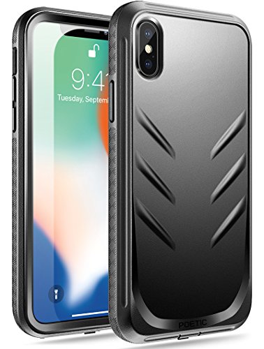 iPhone X Armour Schutzhülle, Poetic Revolution iPhone X, Robustes Gehäuse mit Hybrid-Hochleistungsschutz und Integriertem Displayschutz für Apple iPhone X 2017, Schwarz von POETIC