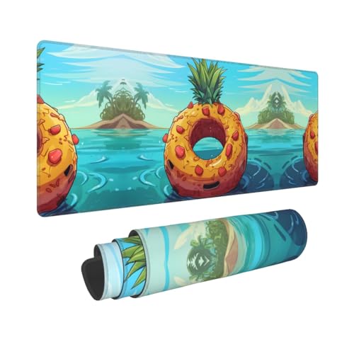 Poezjzw Gaming-Mauspad mit Sommer-Ananas-Fruchtmuster, großes erweitertes Mauspad, großer Computer für Zuhause, Büro, Gaming, Arbeit, 80 x 30 cm von POEZJZW