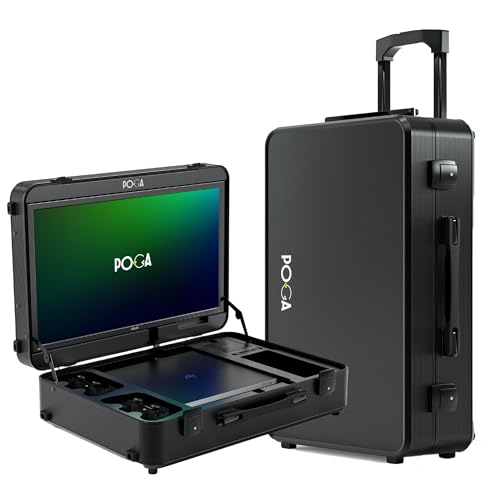 POGA Pro Black - Gamingkoffer (kompatibel mit Playstation 4 Slim), Reisekoffer inkl. 22‘‘ Asus Gaming Monitor und Trolley - Schwarz von POGA