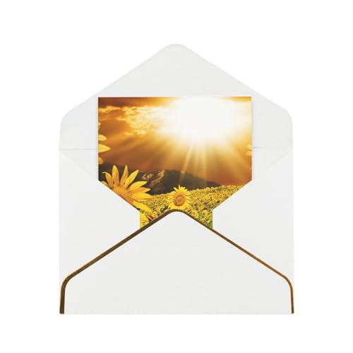 Die vertikalen Grußkarten mit Sonnenblumen unter Wolken sind elegant und einzigartig, geeignet für Weihnachten, Geburtstage und Jubiläen von POKIKKJH