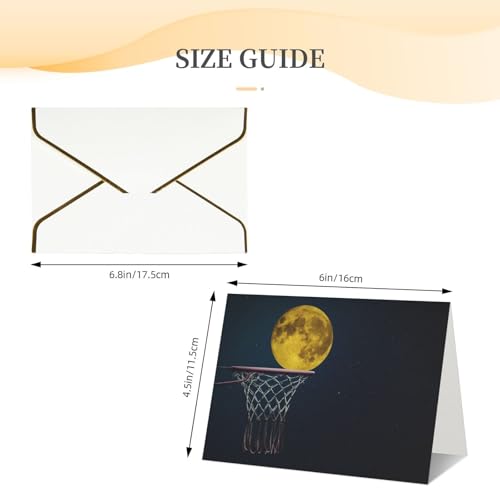 Moon and Basketball Phnom Penh Pearl Paper Greeting Card Horizontal Design von POKIKKJH