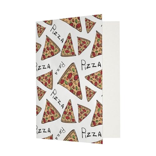 Pizza-Muster: Das vertikale Design von Perlen-Umschlag-Grußkarten ist elegant und einzigartig, geeignet für Weihnachten, Geburtstage und Jubiläen von POKIKKJH