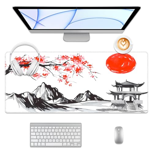 Sun and Pavilion Desk Pad, Stitched Edges Mouse Pad, Large Office Desk Mat, Non-Slip Gaming Mouse Pad, Laptop Desk Pad, Desk Writing Pad for Office and Home von POLEUVETLT