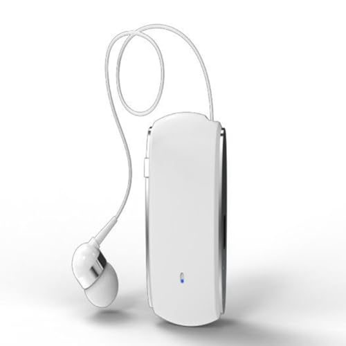 POLISH K68 Bluetooth-Headset, Lavalier, Einziehbare Steckkarte, Einzelner KopfhöRer, Multifunktionales Clip-Headset, MP3-Player, Weiß von POLISH