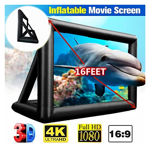 POOIQX 8ft 10ft 12ft 14ft 16ft 18ft 18ft 20ft Aufblasbare Projektor-Filme-Bildschirm for Home-Filme Fernseher Zeigt Videos, die Spiele Spielen usw,Robust und Faltbar(16ft) von POOIQX