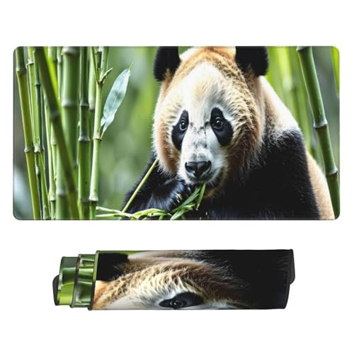 1200x400 mm XXL Mauspad Tier Mousepad Panda Schreibtischunterlage mit rutschfeste Gummibasis, WassXerdicht Mouse Pad mit Vernähte Kanten, Office Gaming Zubehör Desk Deko, Geschenke für Frauen U-324 von POOJNNPP