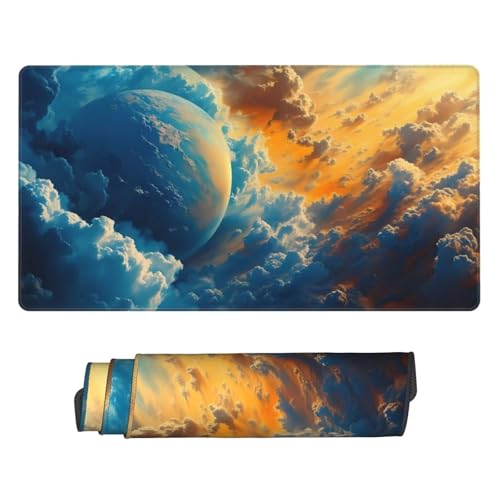 800x400 mm XXL Mauspad Abstrakt Mousepad Wolke Schreibtischunterlage mit Rutschfeste Gummibasis, WassXerdicht Mouse Pad mit Vernähte Kanten, Office Gaming Zubehör Desk Deko, Geschenke für Frauen U-398 von POOJNNPP