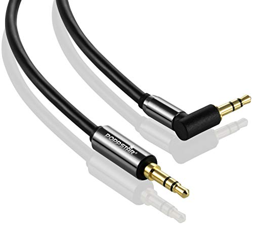 POPPSTAR 20m Audio Kabel Klinke (3,5mm Klinkenkabel gerade-90°, vergoldet), Kopfhörerkabel - Lautsprecherkabel für Kopfhörer, Smartphone, MP3 player, Auto Kfz Autoradio uvm. von POPPSTAR