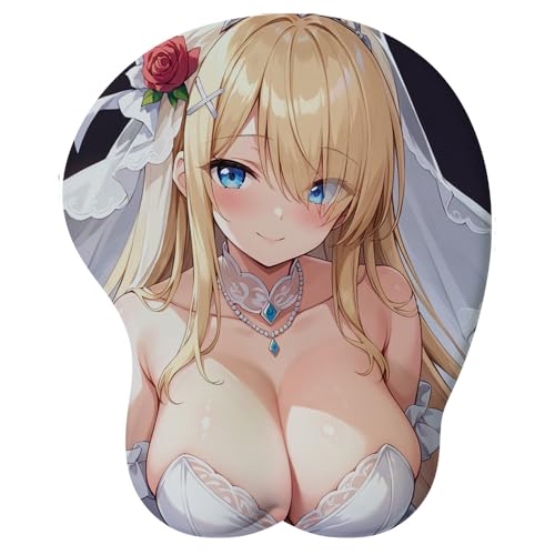 3D Mauspad mit Silikon Brüste Mousepad mit Handauflage. Anti Rutsch Anime Waifu Ästhetisches Mädchen Maus Pad Handgelenkauflage für Büro von PORNHUX