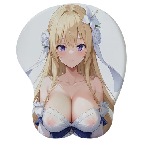 Anime Girl Ästhetisches Waifu 3D Anime Soft Mouse pad Ergonomic Gaming Mousepad, Suitable for PC Office Mouse Pads with Wrist Support von PORNHUX