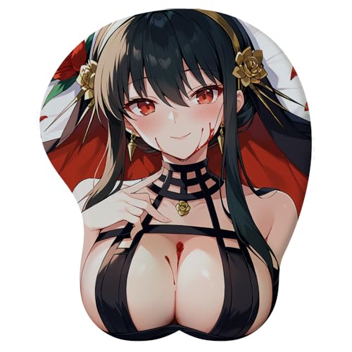 Anime Mädchen Kawaii Waifu 3D Mauspad mit Silikon Brüste Mousepad mit Handauflage. Anti Rutsch Anime Manga Maus Pad Handgelenkauflage für Büro Spiel von PORNHUX