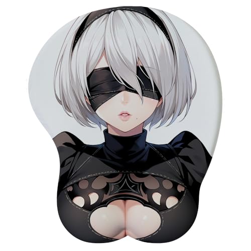 Anime Waifu Kawaii Mädchen Maus Pads mit Handgelenksruhe Gaming 3D Mousepads Anti-Rutsch-Büro-Schreibtischmatte für Computer Laptop von PORNHUX