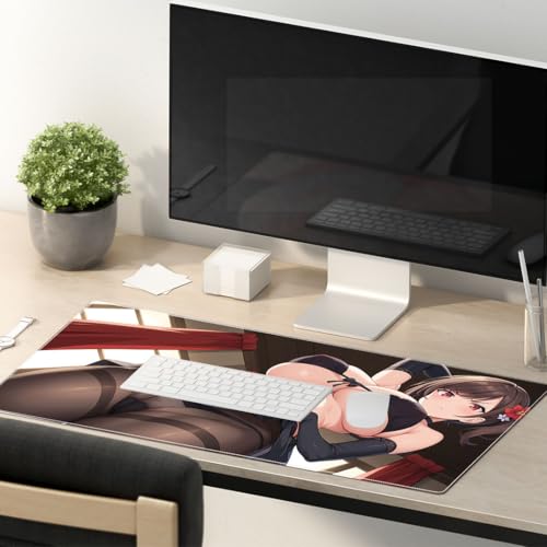 Sexy Anime Girl Ahegaoface Mauspad XL 1000x400 Gaming Mauspad,Mousepad XXL,Schreibtisch Protector Matte mit Anti Rutsch Basis,Mouse Pad wasserdicht und langlebig für Gaming,Büro,Zuhause von PORNHUX