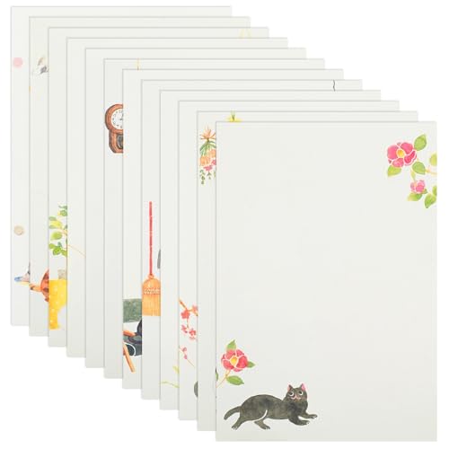 48 Stück Briefpapier A5, Schreibwaren-Set Briefpapier mit Cartoon-Tieren, Briefpapier-Sets, Weihnachtsbriefpapier, Festbriefe, Briefpapier für Studenten, Büro (B) von PORUPAEL