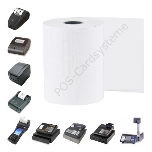 POS-Cardsysteme Kassenrollen 57mm x 40m x 12mm, 5 Rollen, weiß, uncoated, kompatibel mit Sigma TR-880, Casio, Sanyo, Schultes, Sharp u.a. von POS-Cardsysteme