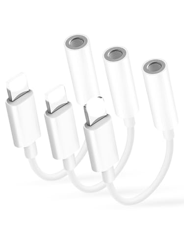 iPhone Aux Adapter 【MFi Zertifiziert】 3 Packs Adapter Lightning auf Klinke 3,5‑mm-Kopfhörer Adapter, Aux 3.5mm Audio Kabel iPhone Kopfhörer Adapter Kompatibel mit iPhone 14/13/12/11/X/XS Max/XR/8/7 von POSCA