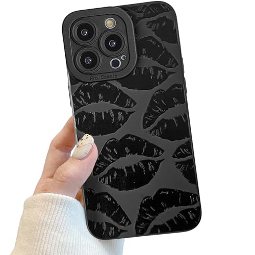 Handyhülle für iPhone 11 Pro Schwarz matt mit Kameraschutz, Niedlich Lippe Schutzhülle Design für Frauen Mädchen, Kratzfeste Schutzhülle für iPhone 11 Pro von POTOK