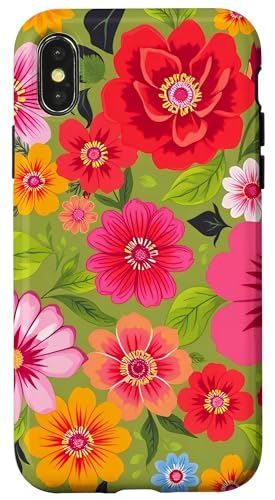 Hülle für iPhone X/XS Buntes Blumenmuster Vintage-Blumen von PP Flowers