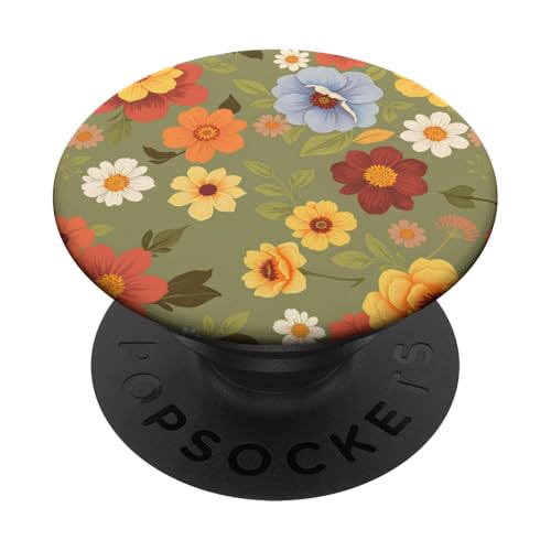 Vintage-Blumenmuster, bunte Blumen PopSockets Klebender PopGrip von PP Flowers