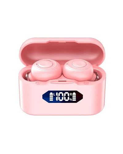 PPLKHS Noise Cancelling Ohrhörer Bluetooth-Kopfhörer Kopfhörer Outdoor Sports Headset 5.3 Mit Ladefach Display Touch Control Ohrhörer Für Muisc Bluetooth Kopfhörer(Pink) von PPLKHS