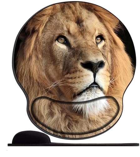 3D Ergonomisches Mauspad Mousepad mit Handauflage Komfort Mauspad mit Gedächtnisschaum Handgelenkauflage -Niedliches Löwentier von PPTRTYQT