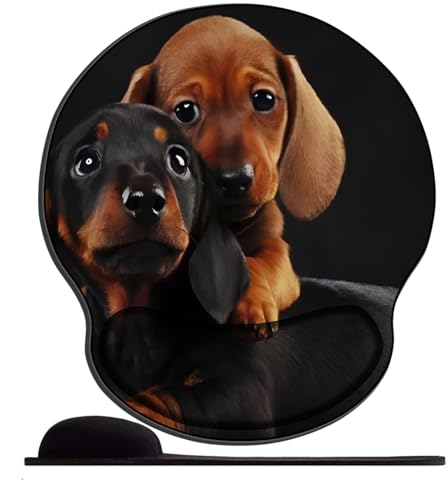 3D Mauspad mit Handgelenkstütze, ergonomisches Mauspad, langlebig und bequem, rutschfest, Handgelenkauflage für Gaming, Laptop, Home Office -Zwei Hunde Tiere von PPTRTYQT
