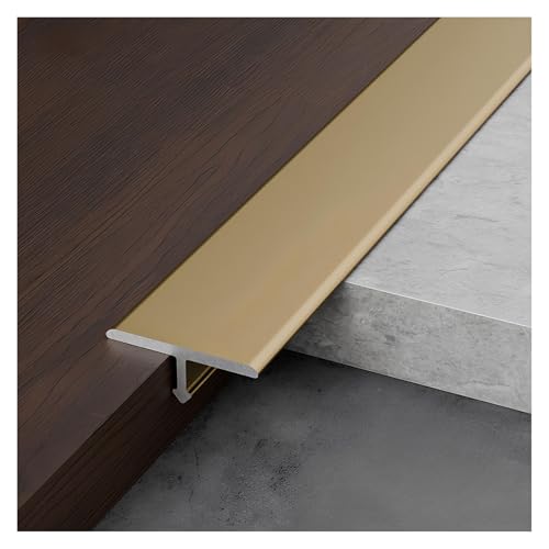 Metall Bodenübergangsstreifen 3 Stück T-Profil Übergangsprofil, T Form Bodenfugenleiste Für Türschwellen/Vinyl Böden/Fliesen, Nahtverbindungsleiste Aus Aluminium(Gold,W0.6*L270cm/3 * 90cm) von PQPQLI