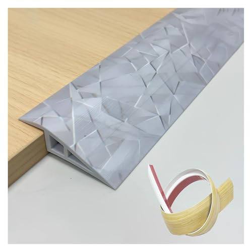 Übergangsprofil Selbstklebend, PVC Bodenübergangsstreifen, 100cm Übergangsleiste Höhenausgleich, Vinyl Abschlussprofil Bödenleiste, Übergangsschiene Ohne Bohren(Geometric Gray,7.2 * 100cm) von PQPQLI