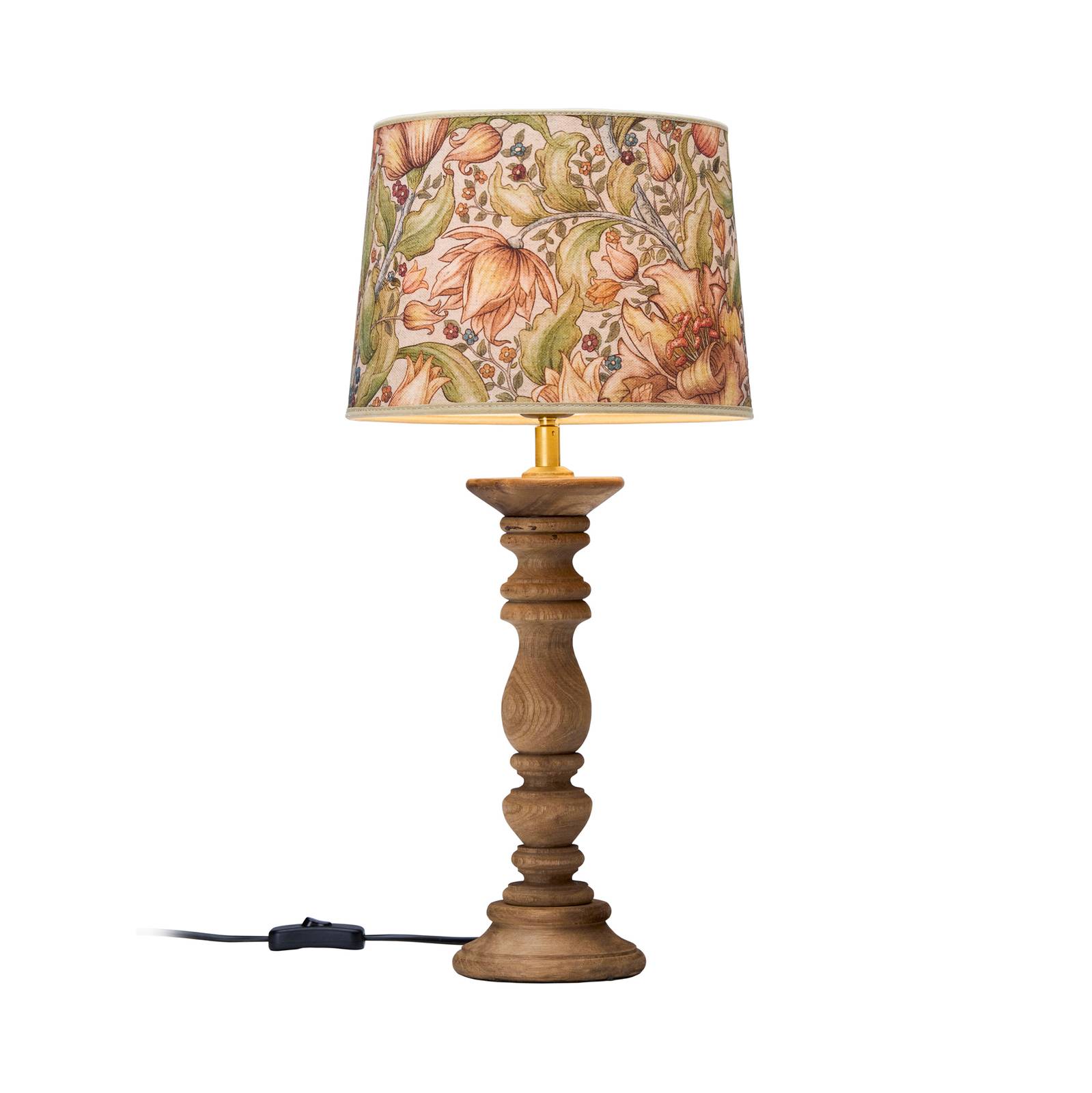 PR Home Lodge Tischlampe Holz/Textilschirm Blumen von PR Home