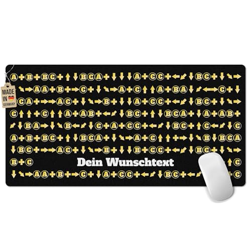 PR Print Royal Gaming-Mousepad mit Wunschtext selbst gestalten - Combo-Design Gold - Schreibtischunterlage, Mauspad - Personalisierte Geschenke für Gamer, Zocker - Waschbar, rutschfest, 80x40 cm von PR Print Royal