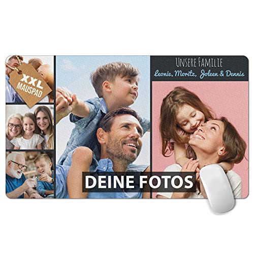 PR Print Royal Großes Mousepad mit Foto - Fotocollage mit 5 Fotos und Text selbst gestalten - XXL Mousepad personalisiert, Geschenke für Freund und Gamer | Schreibtischunterlagen, 600 x 350 mm von PR Print Royal