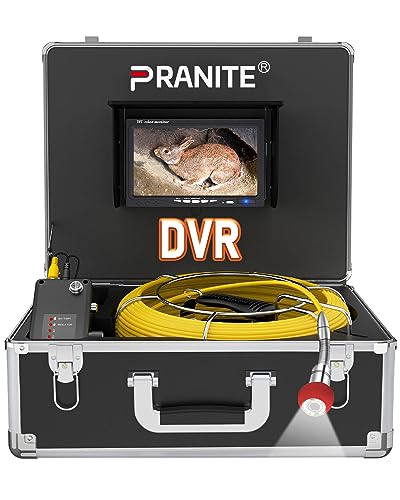 PRANITE Rohrkamera Kanalkamera 50M, 7'' Inspektionskamera mit Meter-Skalenmarkierung und DVR, IP68 Wasserdicht AbflussKamera Industrie Endoskop 1000TVL für Kanalisationi 16GB SD-Karte von PRANITE