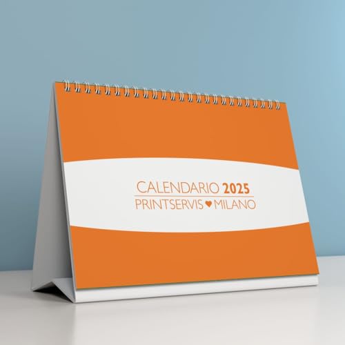 Personalisierbarer Tischkalender 2024/2025 – Künstliches und kreatives Design, Format 215 x 148,5 mm, ideal für Büro, Zuhause und Schule (Artistico Stimola Creativita 3) (Orange) von PRINTSERVIS