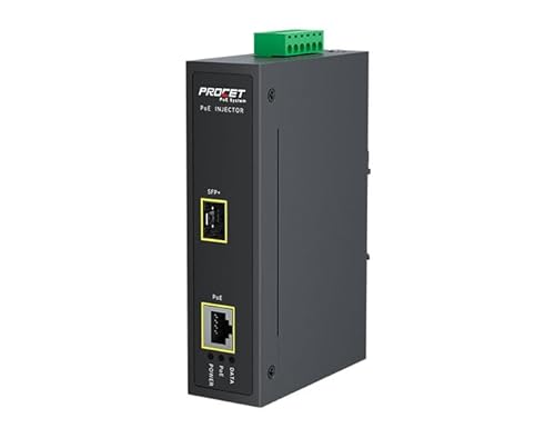 PROCET Industrieller DIN-Schienen-10GE SFP+ Faser-PoE-Injektor, 95 W, IEEE802.3bt PoE++ Ethernet PoE Power Injector Adapter, -40 ℃ bis 65 ℃ für IP-Kamera, kabelloser AP, WLAN-Zugang von PROCET PoE System