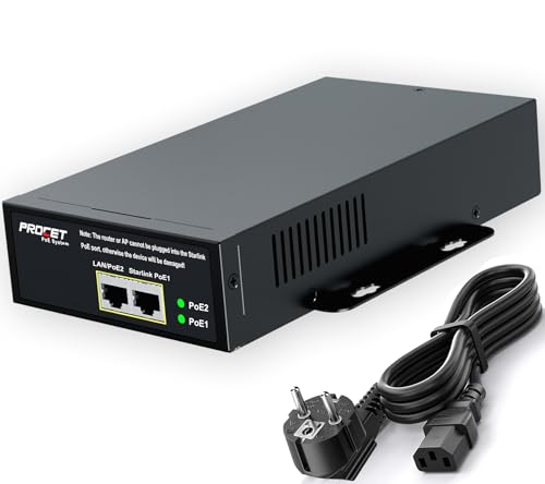 PROCET Starlink Gen 3 PoE Injektor 150W Gigabit Starlink Ethernet Adapter Gen 3 mit 6KV Blitzschutz, IEEE802.3AT LAN/PoE 2-in-1 Ausgang für Starlink V3, PT-PSE109GAT-160 von PROCET PoE System