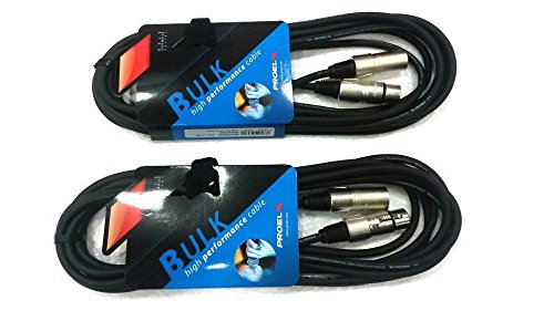 Proel BULK250LU3 Professionelles Audiokabel für Mikrofon und Lautsprecher mit Cannon XLR-Steckern M/F, Set mit 2 x 3 m Kabel, Schwarz (BULK250LU3 -3 m, 2 Stück) von PROEL