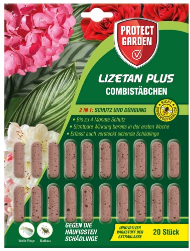 PROTECT GARDEN Lizetan Plus Combistäbchen, Langzeit-Schädlingsfrei und Premium-Dünger in Einem, 20 Stück von PROTECT GARDEN