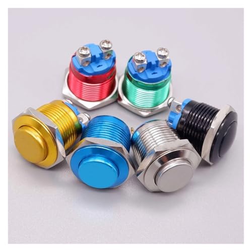 16mm 19mm 22mm Color Metal Push Button Switches PC Switch Car Engine Power Supply On Off Start Stop colored Red Silver Black(Blue,22MM_HIGH HEAD) von PSPASPFZ