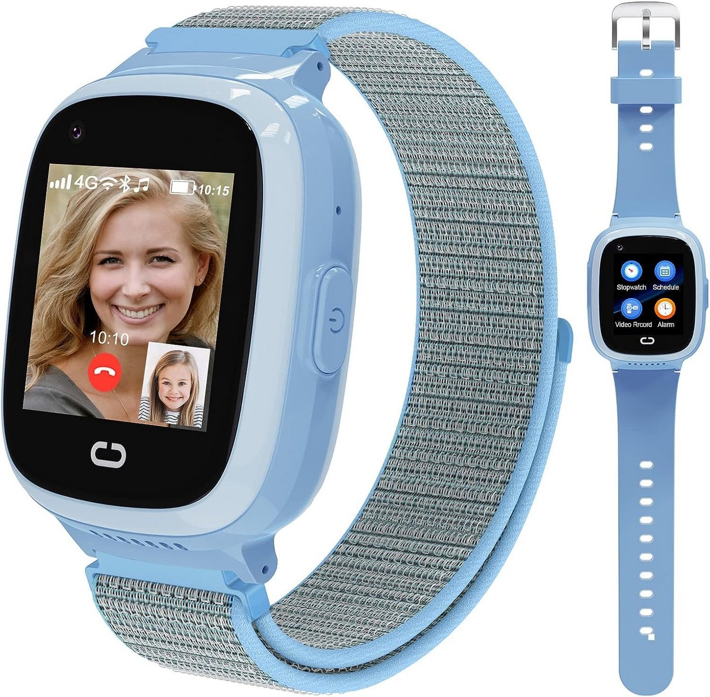 PTHTECHUS Smartwatch (1,4 Zoll, Android iOS), Kinder GPS 4G HD Touchscreen Uhr Telefon GPS Tracker SOS Videoanruf von PTHTECHUS