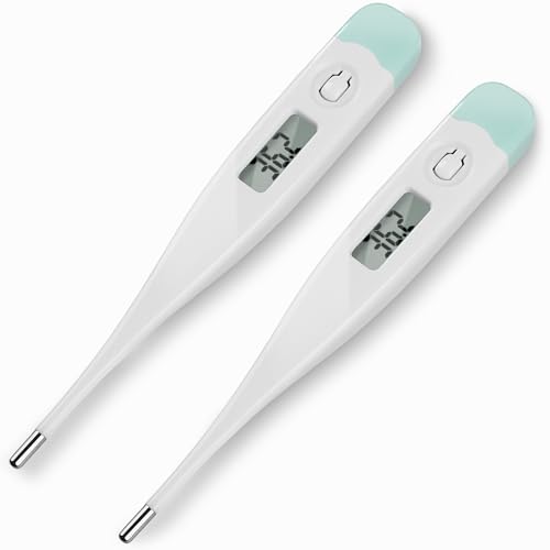 Pulox 2er-Set Digitales Fieberthermometer - LCD-Display, akustisches Signal und Daten-Speicher - Messung oral, rektal und axillar von PULOX