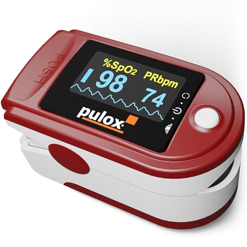 Pulsoximeter PULOX PO-200 Solo in Rot Fingerpulsoximeter für die Messung des Pulses und der Sauerstoffsättigung am Finger von PULOX