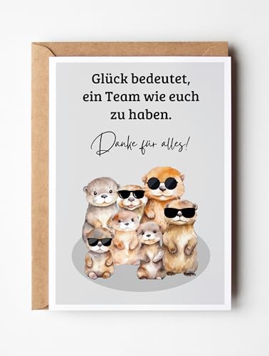 PURESIZE 12er Set Glück bedeutet, ein Team wie euch zu haben Grußkarten – Lustige Otter-Motive – Perfekt für Kollegen, Büro & Arbeit – Dankeskarten, Mitarbeitergeschenke, Abschied, Lustige von PURESIZE