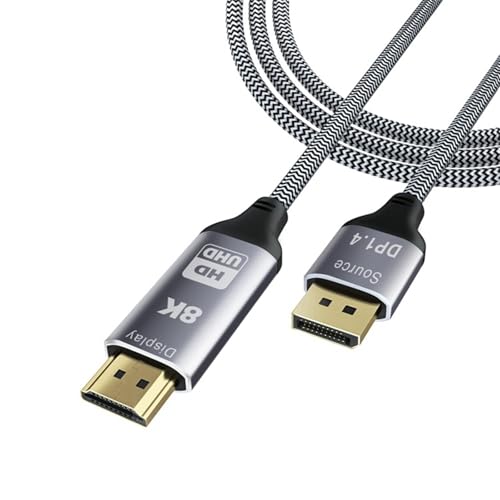 PURFUU 8K @ 30Hz DisplayPort auf HDMI-kompatibles Kabel mit HDCP 2.3 1.2 für Heimkino-Gaming von PURFUU