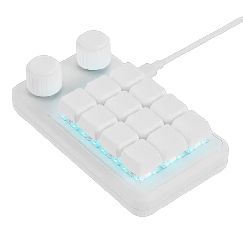 PURFUU Ergonomische 12-Tasten-Gaming-Makros-Tastatur mit Lichtern, anpassbaren Hotkeys und Typ-C-Kabel von PURFUU