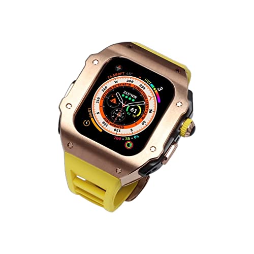 PURYN Schutzhülle für Apple Watch Ultra 49 mm, Titanlegierung, RM-Mod-Gehäuse mit Fluorkautschukband, Modifikationsset, Armbänder und Metalllünette für Watch Ultra 8(K) von PURYN