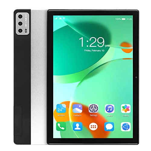 PUSOKEI 10,1-Zoll-Tablet 6 GB 128 GB, 2-in-1-Aluminiumlegierung, Octa-Core- 12, 5G-WLAN, FHD-Bildschirm, Schnelles Aufladen mit -Tastatur für Studenten und Senioren (EU-Stecker) von PUSOKEI