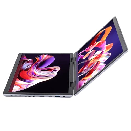 PUSOKEI 10,5 Zoll Dual Screen Touch Laptop, Touchscreen Business Office Laptop, Faltbar, um 360° Drehbar, für N95 Prozessor, 2 in 1 Convertible Laptop Display, Win 11Pro (16 GB + 256 GB von PUSOKEI
